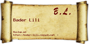 Bader Lili névjegykártya